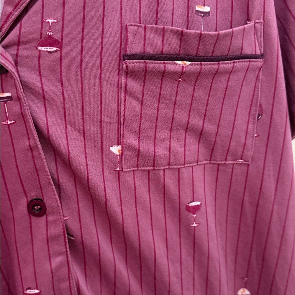 Rae Dunn 3 Pc Striped Wine Glass Pajama Set - Picture 9 of 9
